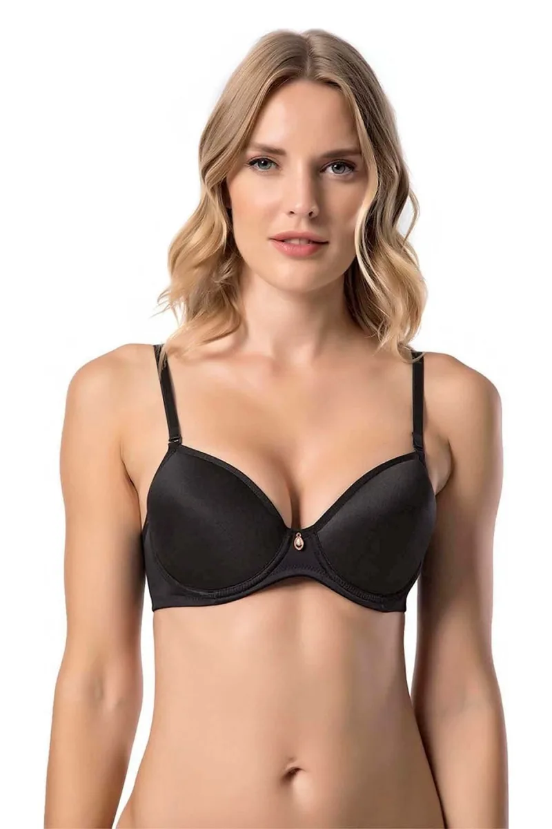 Balenli Mikro Soft Cup Desteksiz Sütyen | Siyah 9700