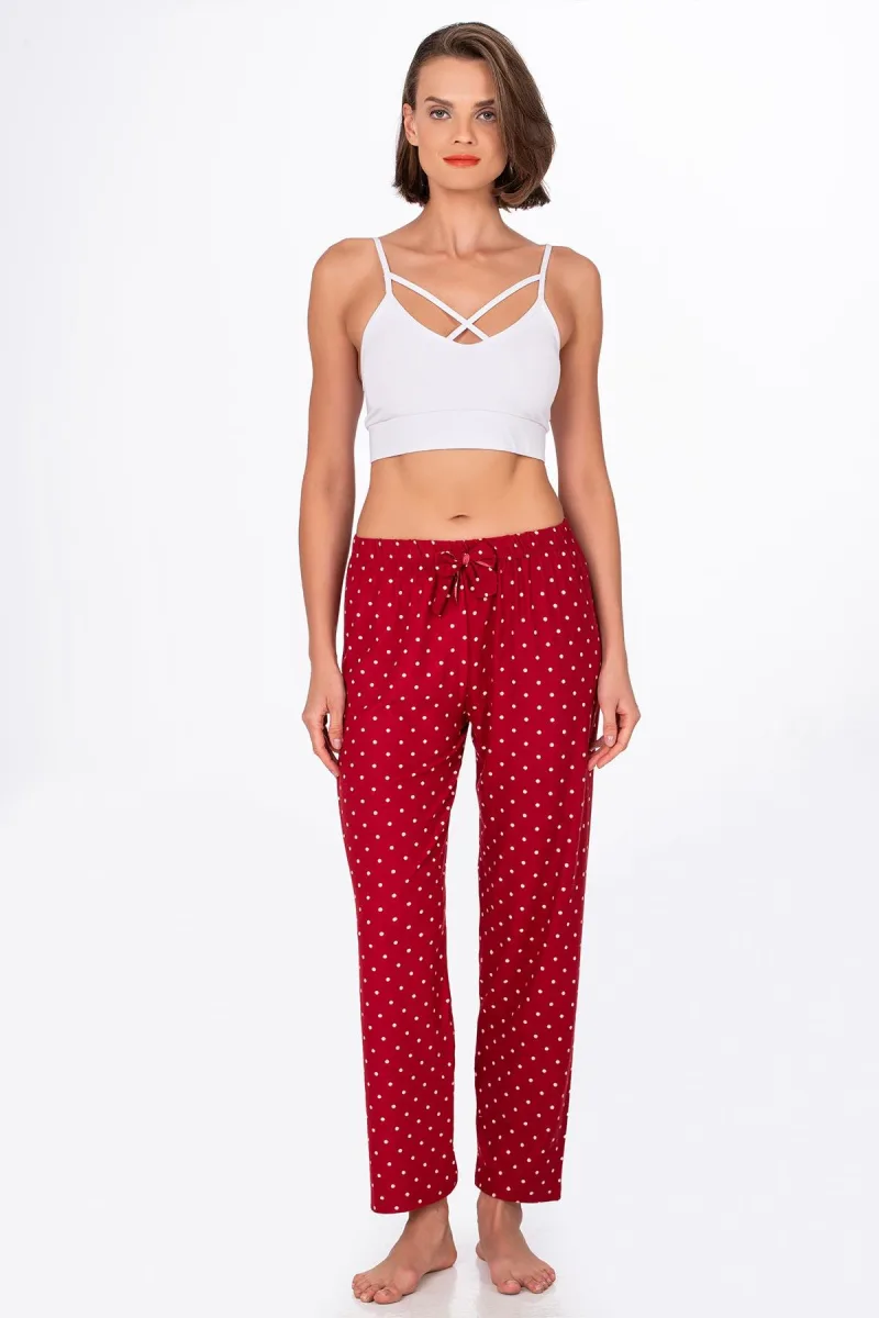 Kadın Süet Puantiyeli Pijama Tek Alt